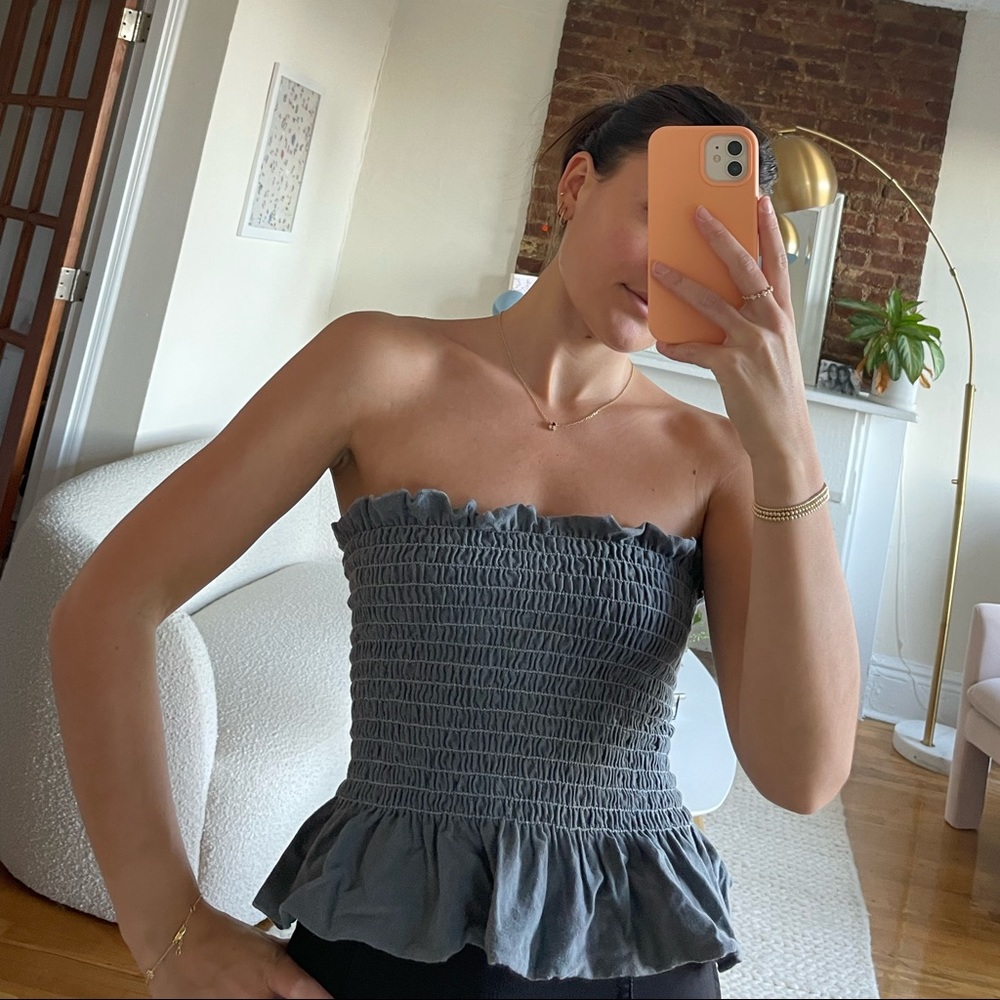 Strapless Blue Top